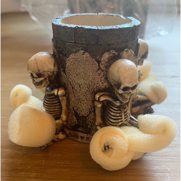 90’s Skeleton Meditation Candle Holder Hand Painted new in box - Picture 2 of 9